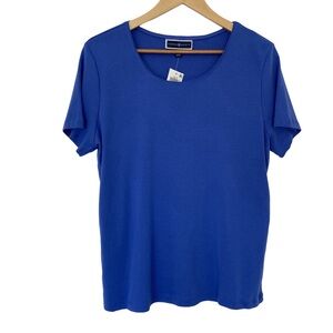 KAREN SCOTT VIBRANT BLUE 100% COTTON SCOOP NECK TSHIRT/TOP, LARGE